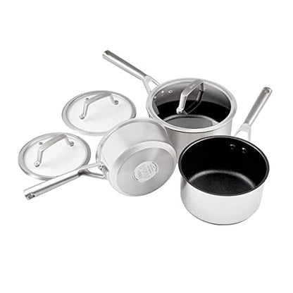 Ninja Stainless Steel Cookware 3-Piece Saucepan Set