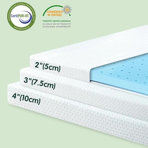 CHUN YI 3 inch Thick Single Memory Foam Mattress Topper
