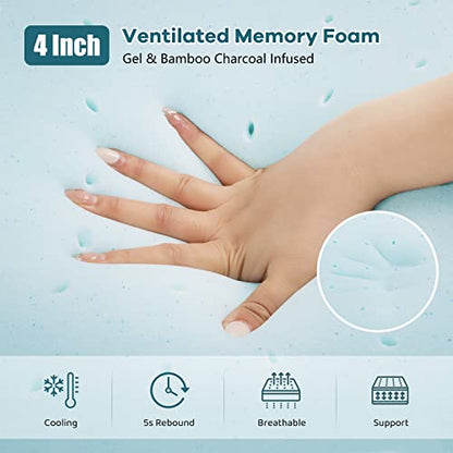 Vesgantti 4 Inch Memory Foam Mattress Topper Double