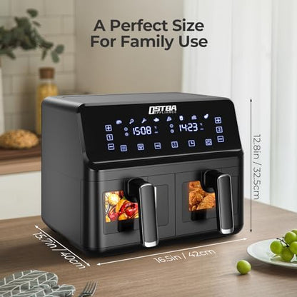 OSTBA Dual Air Fryer, 4+4L Dual Zone Air Fryer