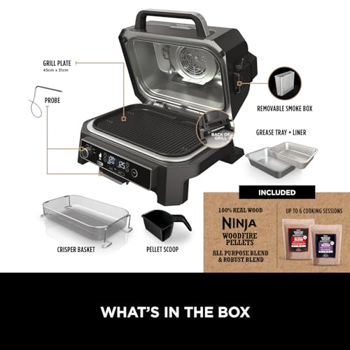 Ninja Woodfire Pro XL Electric BBQ Grill & Smoker with Digital Probe