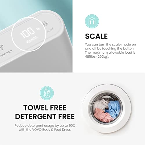 VOVO STYLEMENT BD-7700W Body & Foot Dryer, Made in Korea, Temperature & Wind Volume Controlled Dryer with Intuitive Display, Waterproof hygienic Scaffolding
