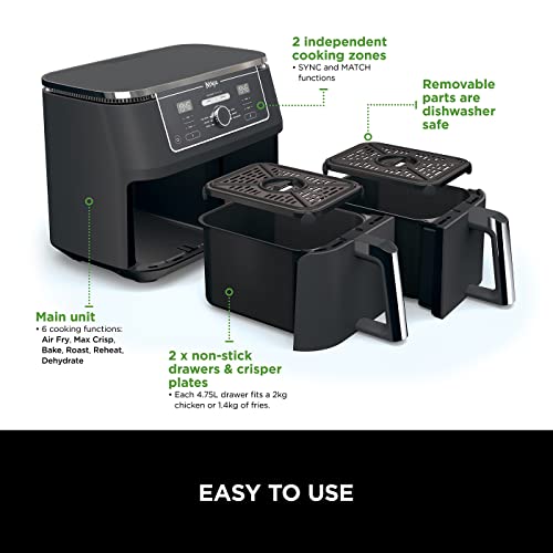 Ninja Foodi MAX Dual Zone Digital Air Fryer Black AF400UK