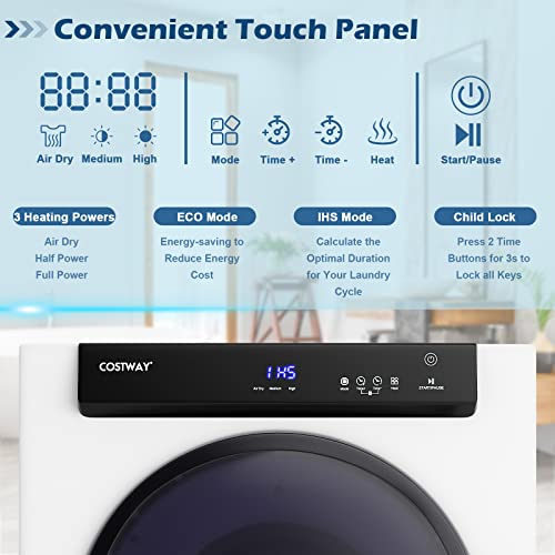 COSTWAY 4KG Vented Tumble Dryer, 1400W Freestanding Front Tumble Dryer