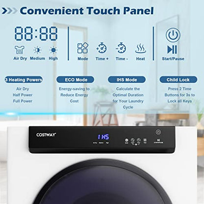 COSTWAY 4KG Vented Tumble Dryer, 1400W Freestanding Front Tumble Dryer