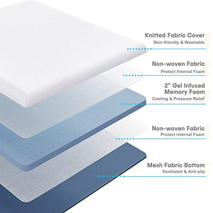 Vesgantti 2 Inch Memory Foam Mattress Topper Small Double