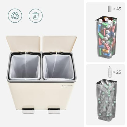 SONGMICS Dual Rubbish Bin Recycling Bin