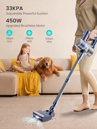 HONITURE S15 Cordless Vacuum Cleaner 450W/33Kpa Powerful Stick Vacuum