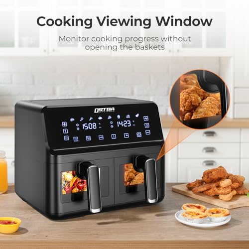 OSTBA Dual Air Fryer, 4+4L Dual Zone Air Fryer