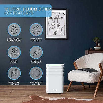 Air Pro 12L/Day Digital Dehumidifier - Large 2L Tank