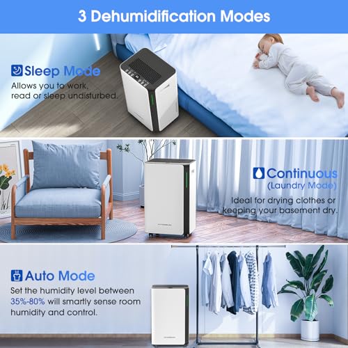 Hangsun 20L/Day Dehumidifiers for Home Dehumidifier for Drying Clothes and Damp