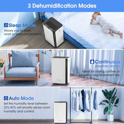 Hangsun 20L/Day Dehumidifiers for Home Dehumidifier for Drying Clothes and Damp