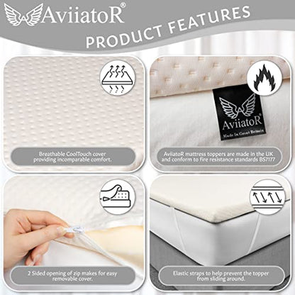 AviiatoR® 5cm Memory Foam Mattress Topper Single Bed