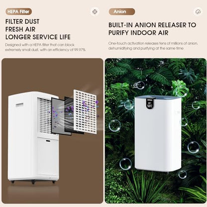 BAPHIYA 20L Dehumidifier with HEPA Filter, Low Energy Compressor