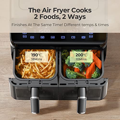 OSTBA Dual Air Fryer, 4+4L Dual Zone Air Fryer