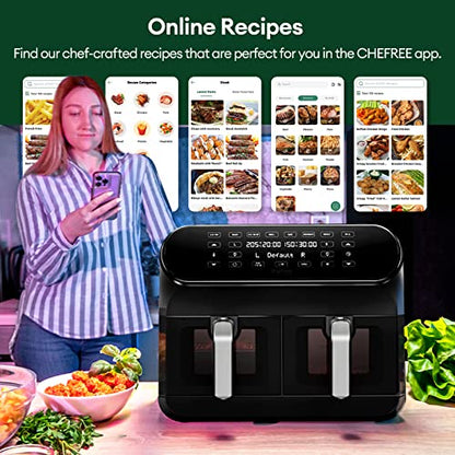 CHEFREE Dual Air Fryer, 8L Family Sized