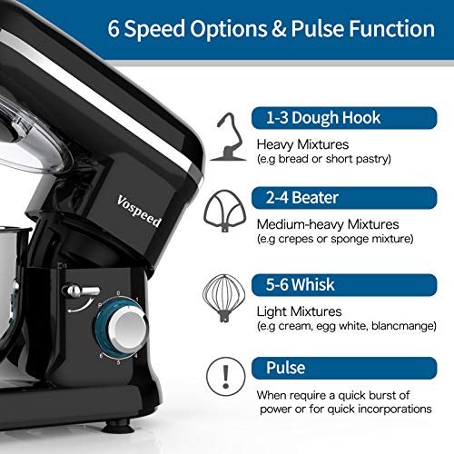 Stand Mixer, Vospeed Food Mixer Dough Blender