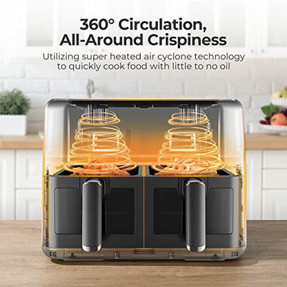 OSTBA Dual Air Fryer, 4+4L Dual Zone Air Fryer