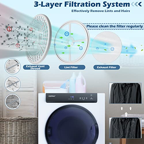 COSTWAY 4KG Vented Tumble Dryer, 1400W Freestanding Front Tumble Dryer