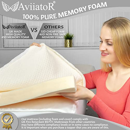 AviiatoR® 5cm Memory Foam Mattress Topper Single Bed