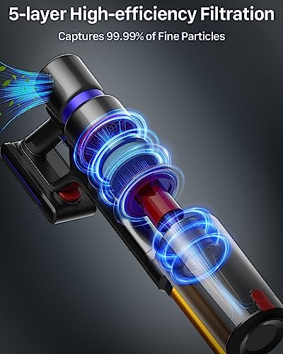 HOMPANY Cordless Vacuum Cleaner, 40KPa Cordless Hoover Up to 60 Mins