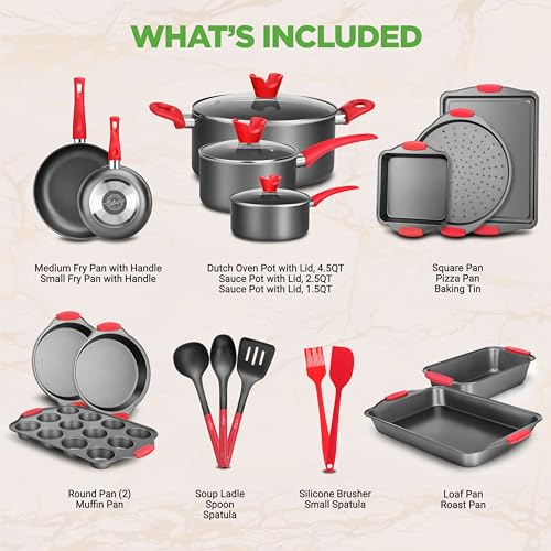 NutriChef 21-Piece Nonstick Cookware Set