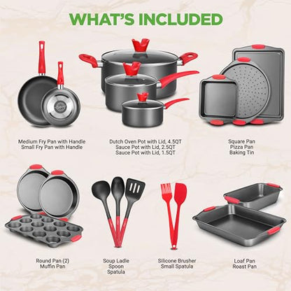 NutriChef 21-Piece Nonstick Cookware Set