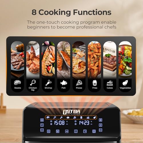 OSTBA Dual Air Fryer, 4+4L Dual Zone Air Fryer
