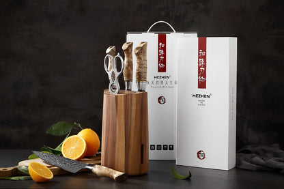 HEZHEN- Kitchen Knives Set 7PCS Forging Damascus