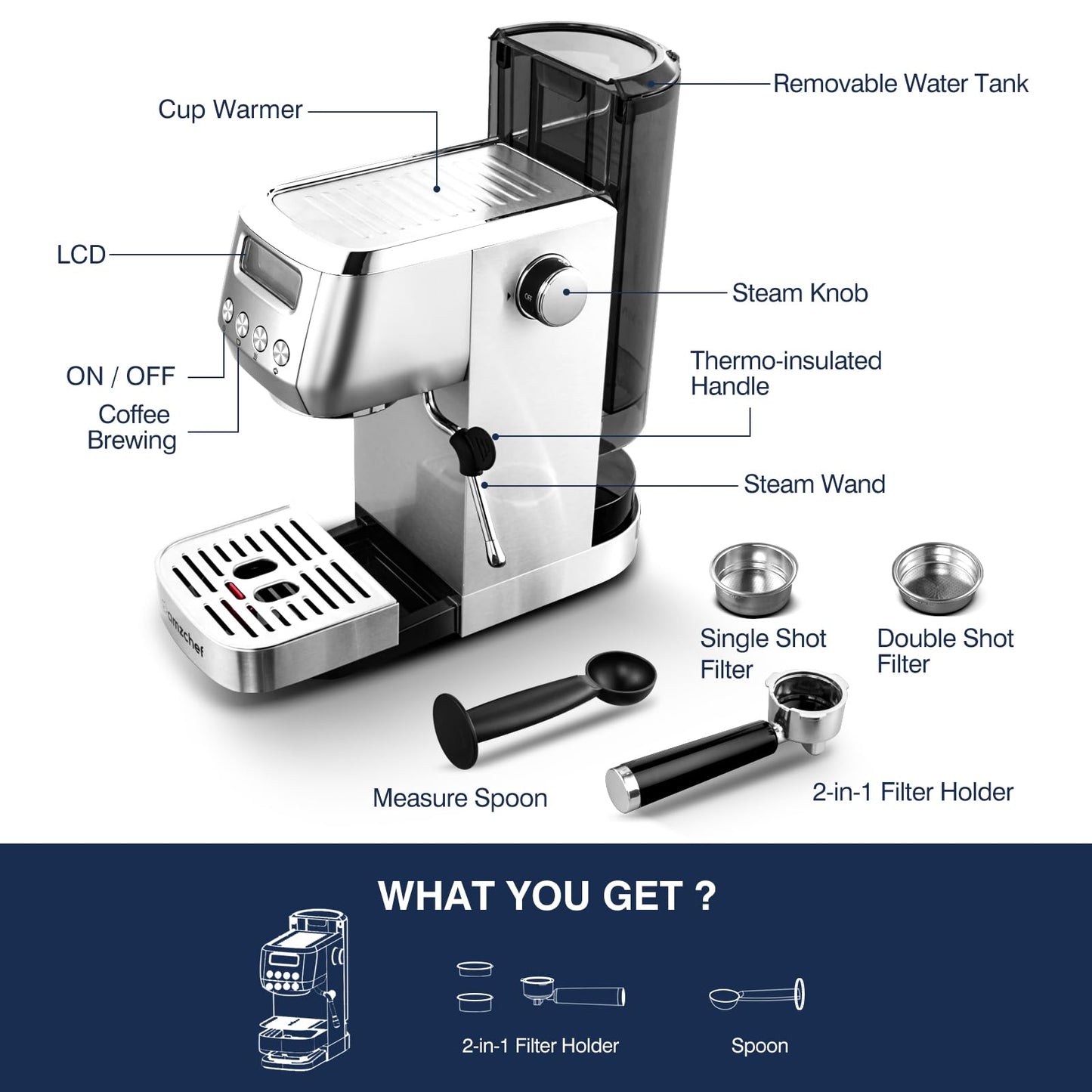 AMZCHEF 20 Bar Espresso Coffee Machines
