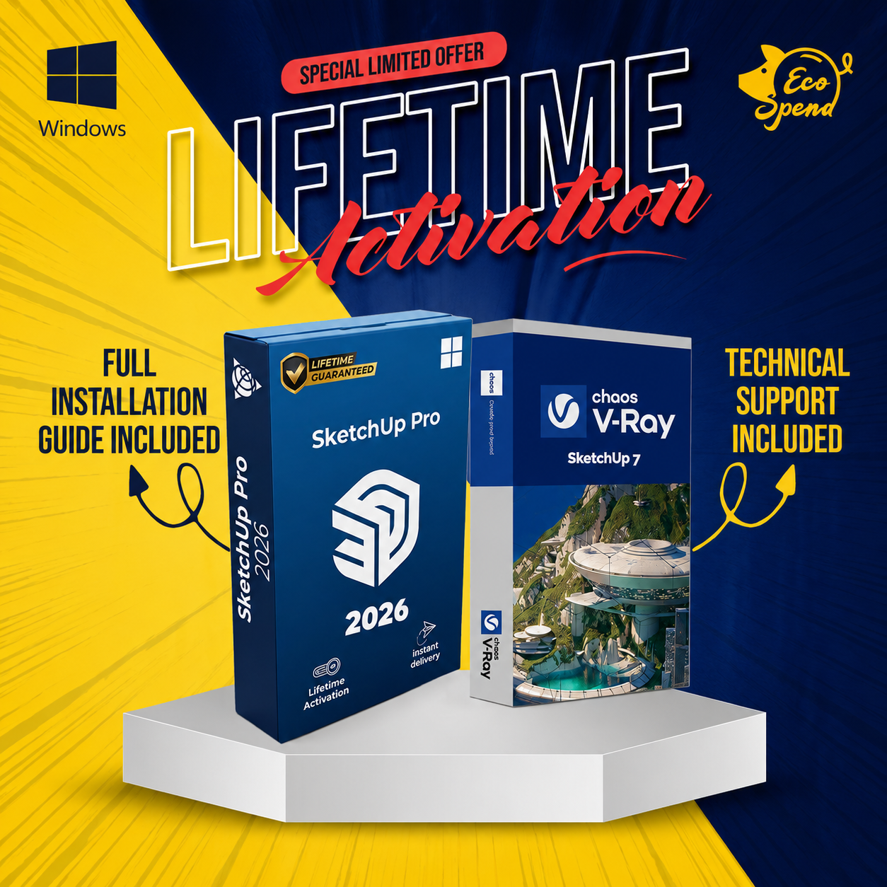SketchUp Pro 2026 + Chaos V-Ray 7 digital software