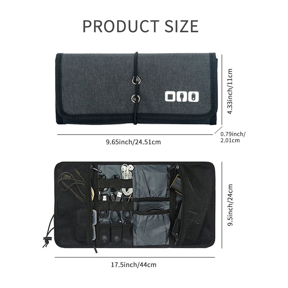 Aufrollbare Kabeltasche für Ladegeräte und Elektronik