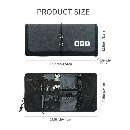 Aufrollbare Kabeltasche für Ladegeräte und Elektronik
